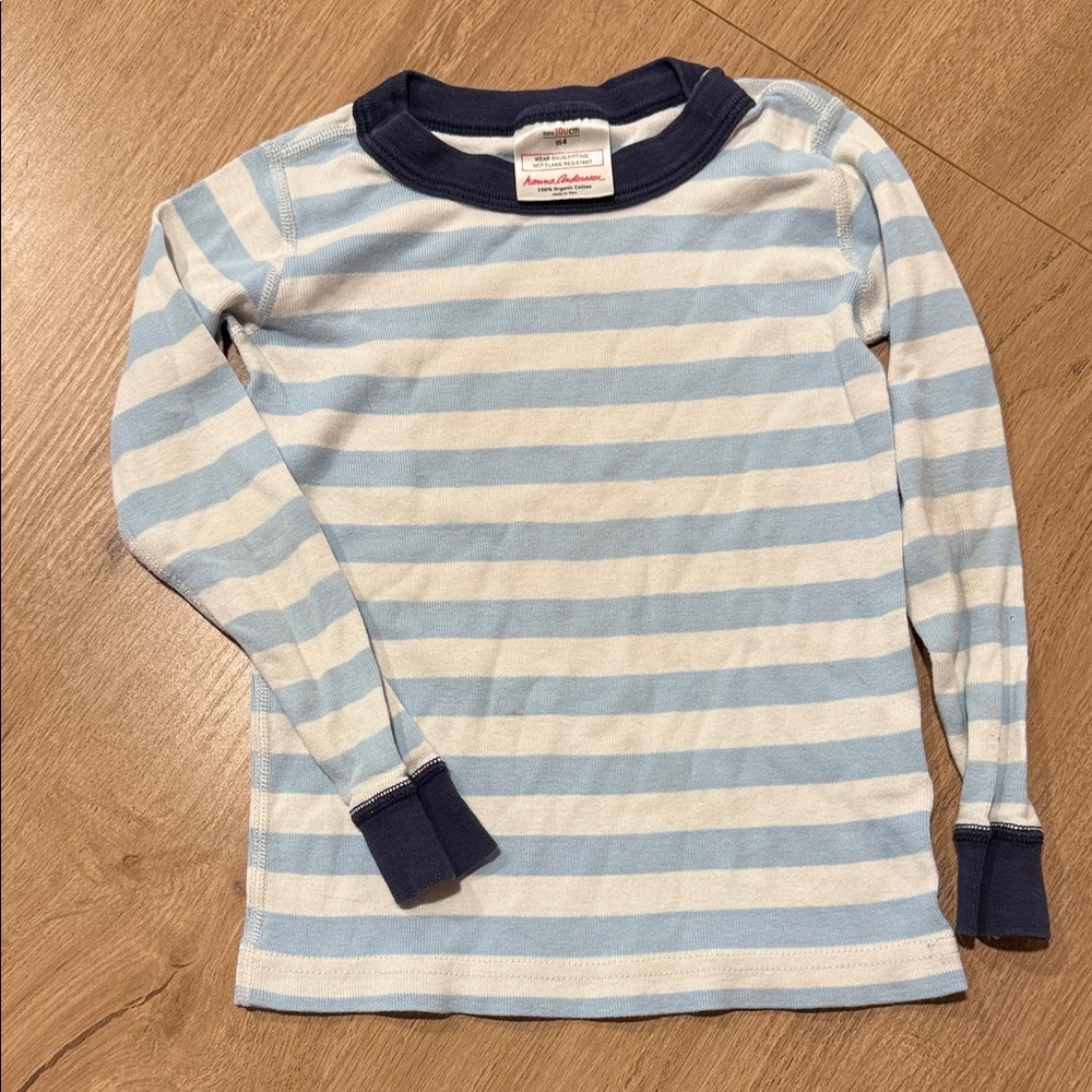 Hanna Andersson Blue and White Striped Long Sleeve Tee